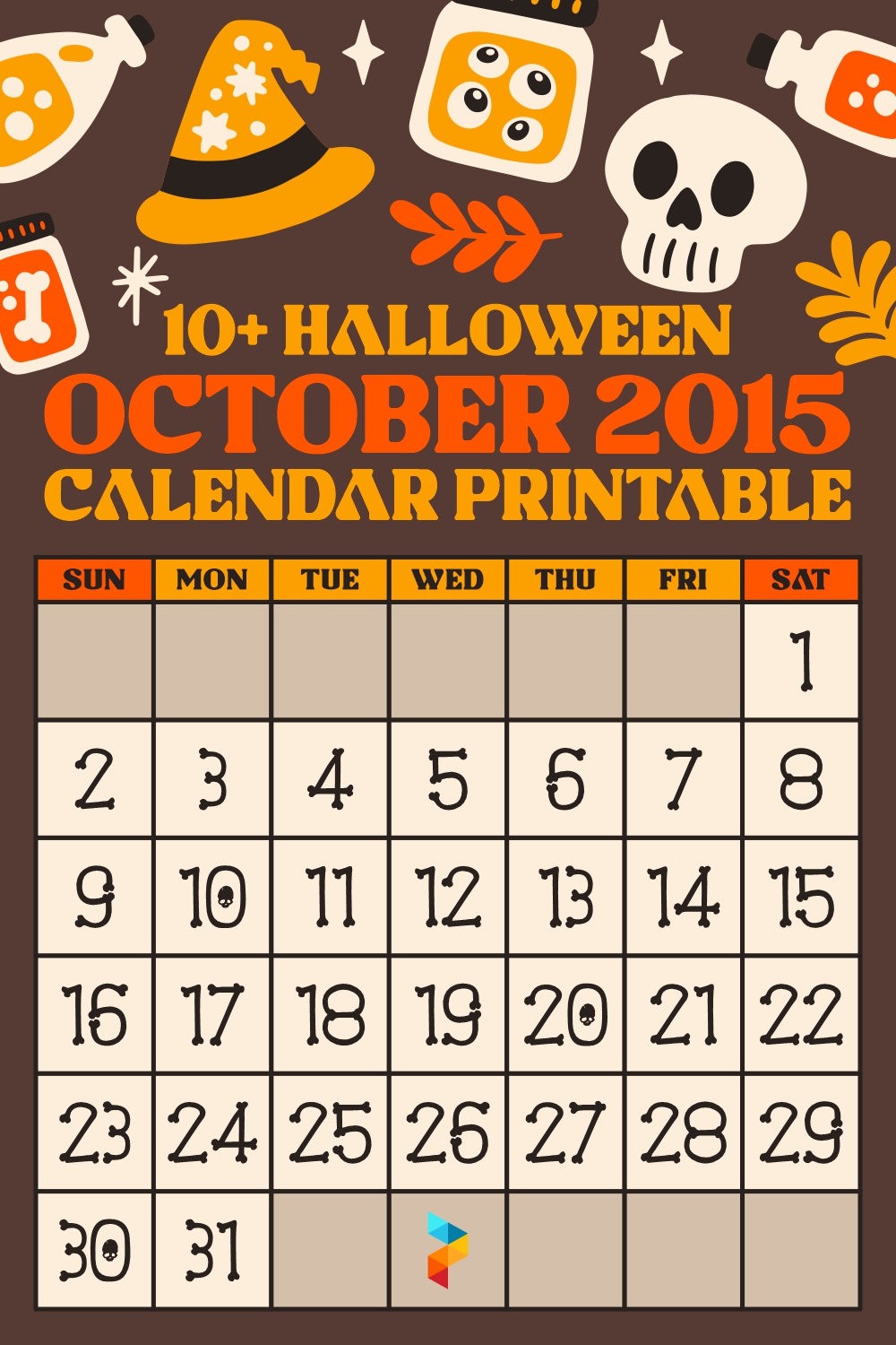 Halloween October 2015 Calendar Halloween October 2015 Calendar